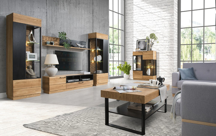 VESKOR Muebles de madera roble Mozaik, vitrina, aparador, cómoda, mesa de comedor, mesa de centro, diseño moderno, elegante, nórdico