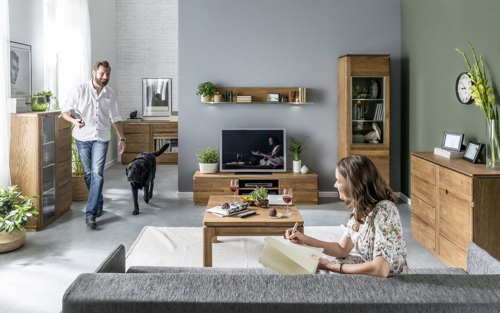 VESKOR Muebles de madera roble Montenegro, vitrina, aparador, cómoda, mesa de comedor, mesa de centro, diseño moderno, elegante, nórdico
