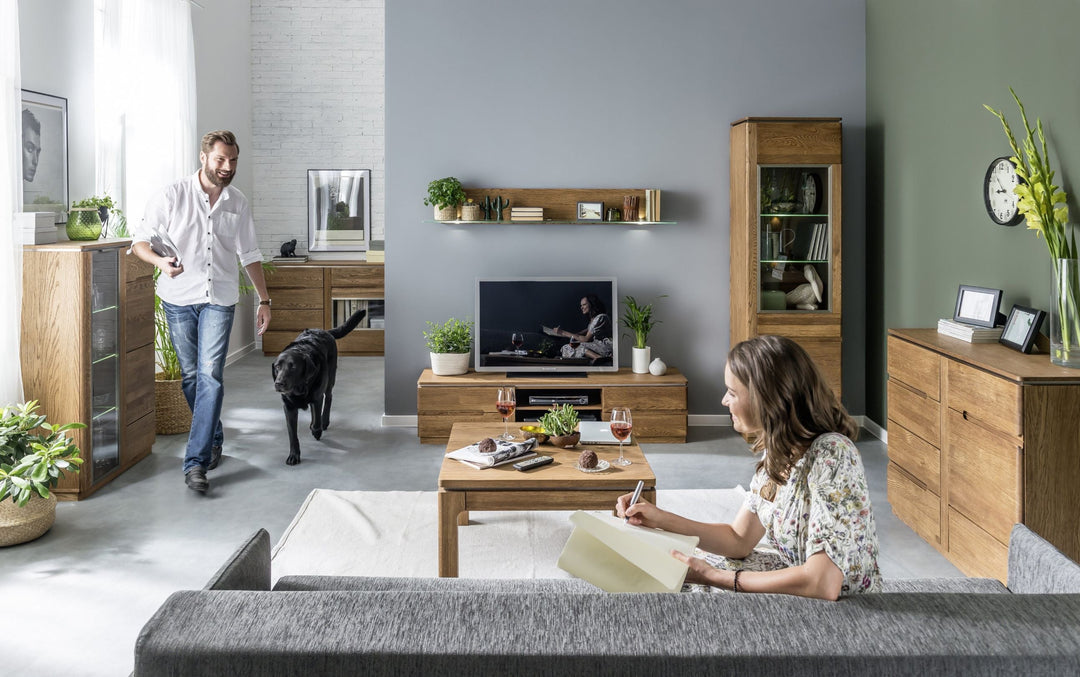 VESKOR Muebles de madera roble Montenegro, vitrina, aparador, cómoda, mesa de comedor, mesa de centro, diseño moderno, elegante, nórdico