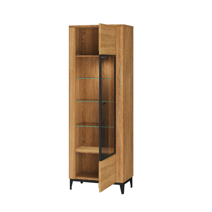 VESKOR Vitrina madera roble macizo mueble nórdico moderno colección Oporto 